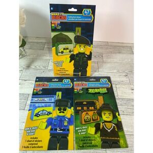 Make-It Blocks Building Block Stickers Creative Kids 2019 3pk Army Police Zombie
